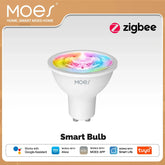 MOES Tuya ZigBee GU10 Smart LED Bulbs RGB C+W White Dimmable Lamps Smart Life APP Control Light Bulbs Voice Alexa/Google Deals 4 U Smart Home gadget Deals 4 U