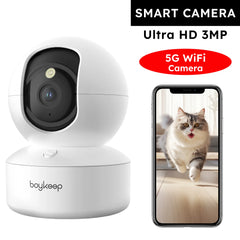 Boykeep 2K Pet Dog Camera with Phone App, 5G/2.4GHz WiFi Indoor Security Baby Camera, 360° Pan & Tilt, 2-Way Audio, Night Vision Deals 4 U Deals 4 U