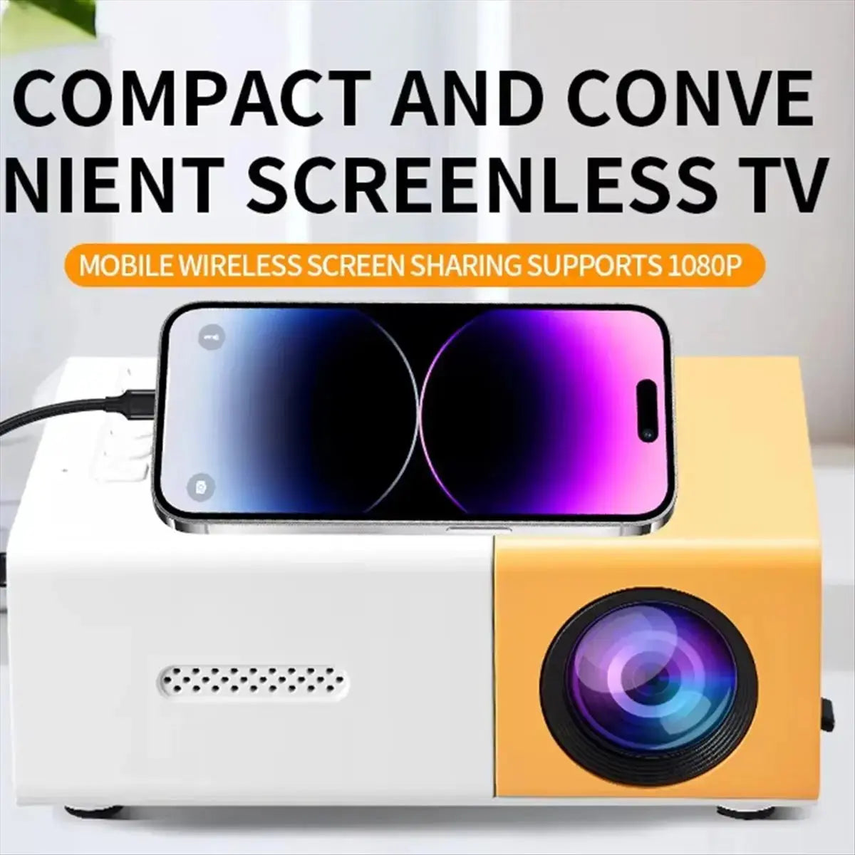 Delighted- Portable Mini Projector with Full HD 1080P Support -Includes Remote Control, USB-Powered, Ideal for Smartphones Deals 4 U Gaming Accessories Deals 4 U