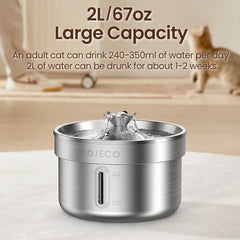 ROJECO Stainless Steel Pet Drinking Fountain Automatic Cat Water Fountain Smart Pet Water Dispenser for Dog Cat Drinking Supply Deals 4 U Deals 4 U