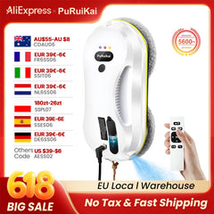 PuRuiKai Household Window Automatic Water Spray Cleaning Robot,With Intelligent Edge Detection System,Robot Glass Cleaner Deals 4 U Deals 4 U