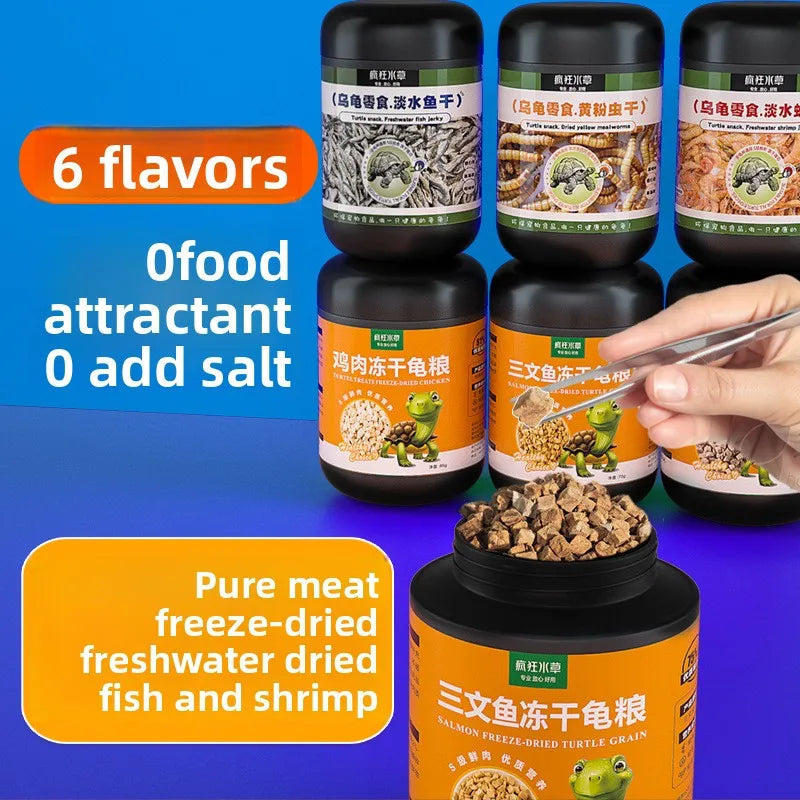 FKSC Turtle Food Mix - Freeze-Dried Shrimp/Mealworm/Fish & Chicken - Protein Rich Treat for Red-Ear Sliders & Aquatic Turtles Deals 4 U Deals 4 U