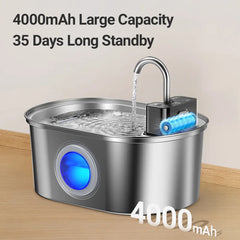 ROJECO 3.2L Stainless Steel Cat Water Fountain Wireless Sensor Smart Automatic Dog Water Dispenser Drinking Fountain 4000mAh Deals 4 U Deals 4 U