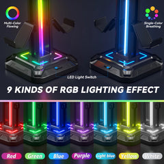 Controller Stand with 9 Light Modes Headset Holder for Desk Rotatable Headphone Stand Detachable Controller Hook Deals 4 U Deals 4 U