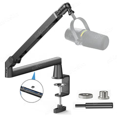 Professional Studio Low Profile Mic Arm with Extended Riser Cable Management Adjustable Microphone Stand for SM7B MV7 AM8 K688 Deals 4 U Deals 4 U