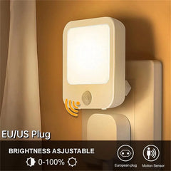 Motion Sensor LED Night Lights EU Plug Dimmable Cabinet Light for Baby Bedside Bedroom Corridor Wireless Night Lamp Lighting Deals 4 U Deals 4 U