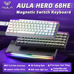 AULA HERO 68HE Magnetic Switch Keyboard RGB Gaming Mechanical Keyboard Rapid Trigger 8K Return Wired Esports Custom Keyboard Deals 4 U Deals 4 U