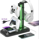 Headphone & Controller Stand with Wireless Charging Rotatable Headset Stand with 9 Light Modes Controller Holder with EU plug Deals 4 U Deals 4 U