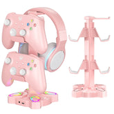 USB Hub Controller Holder Headphones Stand Rotatable Headset Stand with 9 Light Modes with 2 USB Charging Type-C Ports Deals 4 U Gaming Accessories Deals 4 U