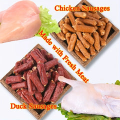 Duck And Chicken Sausages for Dogs - Treats Suitable for Small, Medium, And Large Breeds - Crafted from Fresh Meat And Nutritious, High-Protein Ingredients, Ideal for Positive Reinforcement Training Deals 4 U Deals 4 U