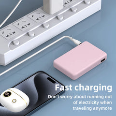 Mini 5000mAh Portable Power Bank With Built-in LED Digital Display, 1 USB-A Port and 3 Integrated Charging Cords, Ultra Compact External Battery Pack, Support Multiple Devices Simultaneous Charging Compatible With Android Sm Deals 4 U Deals 4 U