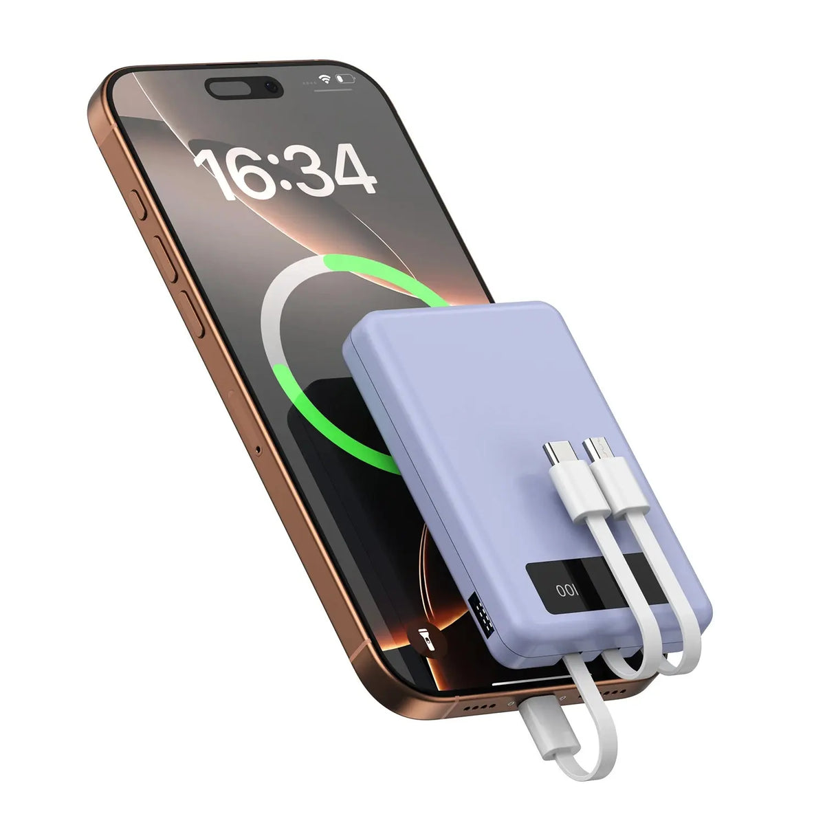 Mini Slim 10000mAh Portable Power Bank, Built-in LED Digital Display, 1 USB-A Port & 3 Integrated Cables, Small Lightweight Design, Multi-Device Simultaneous Charging for Travel, Camping and Emergency, Compatible with Android Deals 4 U Mobile Gaming Deals 4 U