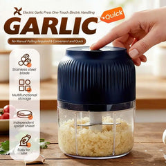 300ml Capacity Electric Garlic Chopper, Mini Portable Veggie Cutter, 4 Sharp Stainless Steel Blades Mini Electric Food Chopper, Compact Size, Easy to Clean, One-Touch Operation (Blue) Deals 4 U Smart Home Gadget Deals 4 U