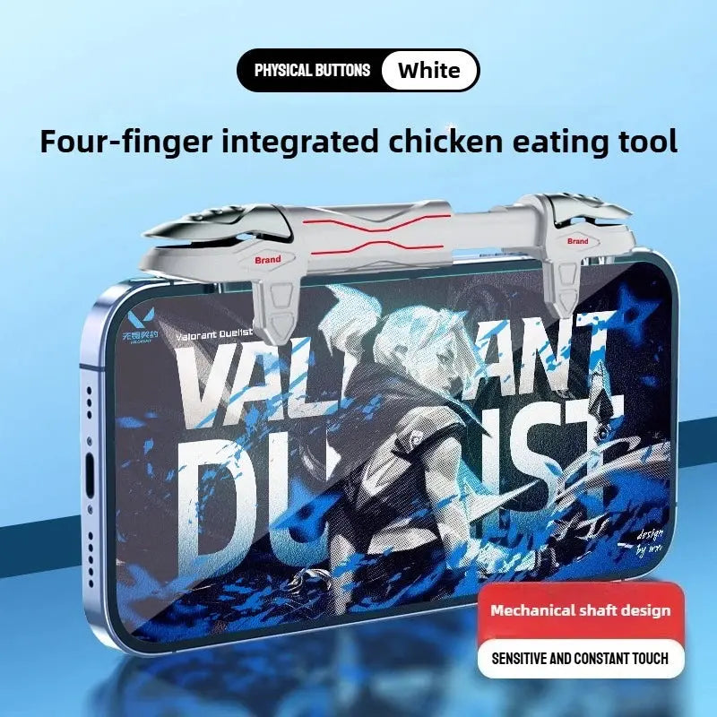DY13 4 Fingers Chicken Eating Artifact Mobile Phone Physics Mechanical Button Game Trigger Controller for IPhone Android Gamepad Deals 4 U Mobile Gaming Deals 4 U