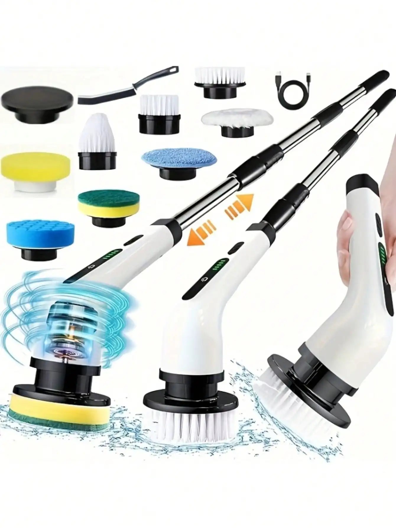 9 In 1 Electric Spin Scrubber Cordless Waterproof Cleaning Brush Multifunctional Tile Floor Tub Bathroom Kitchen Household Tool Deals 4 U Deals 4 U