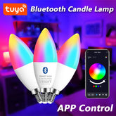 Tuya E14 Candle Lamps APP Control Smart Bulb Bluetooth WIFI RGB 220V LED Light Dimmable Smart Life Room Home Group Crystal Lamps Deals 4 U Deals 4 U