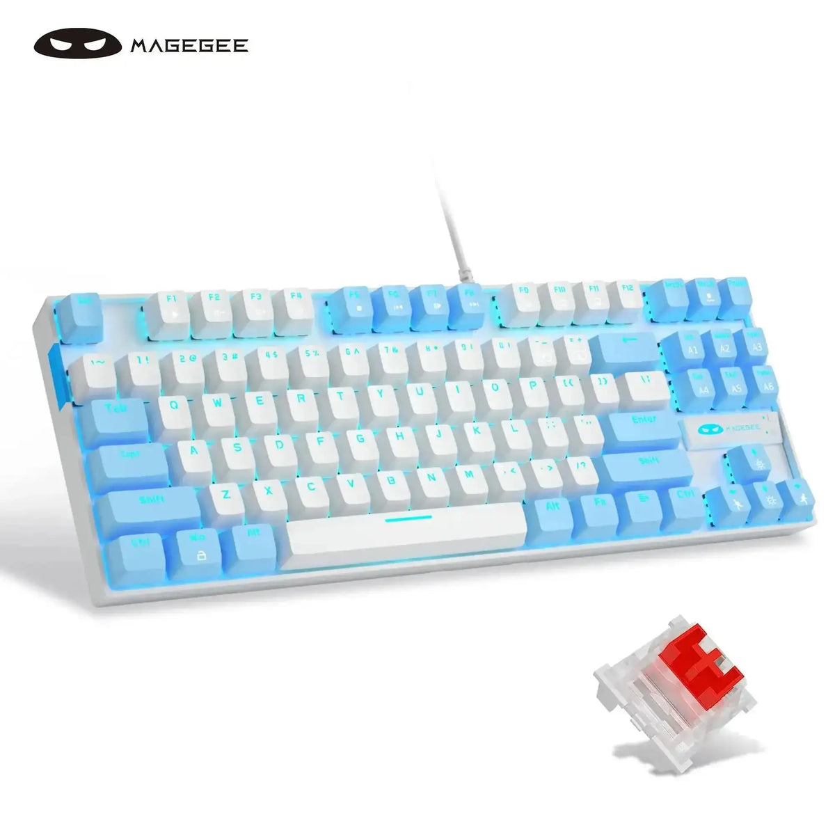 MageGee 75% Mechanical Gaming Keyboard, Blue Switch, LED Blue Backlit, 87 Keys Compact TKL Wired Keyboards for Windows Laptop PC Deals 4 U Gaming Accessories Deals 4 U