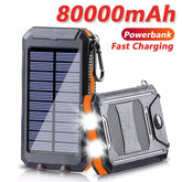 Solar Power Bank 80000mAh Portable Charging Poverbank External Battery Charger Strong Light LDE Light for All Smartphones Deals 4 U Deals 4 U