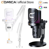 COMICA Uni Pro Wireless USB Gaming Microphone for PC Laptop Smartphone Noise Cancellation Condenser Mic with RGB Lights Deals 4 U Streaming Equipment Deals 4 U