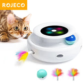 ROJECO 2 in 1 Smart Cat Toys Automatic Feather Fun Ball Toy Set For Cat Dog 5 Modes Electronic Interactive Pet Toy Accessories Deals 4 U Deals 4 U