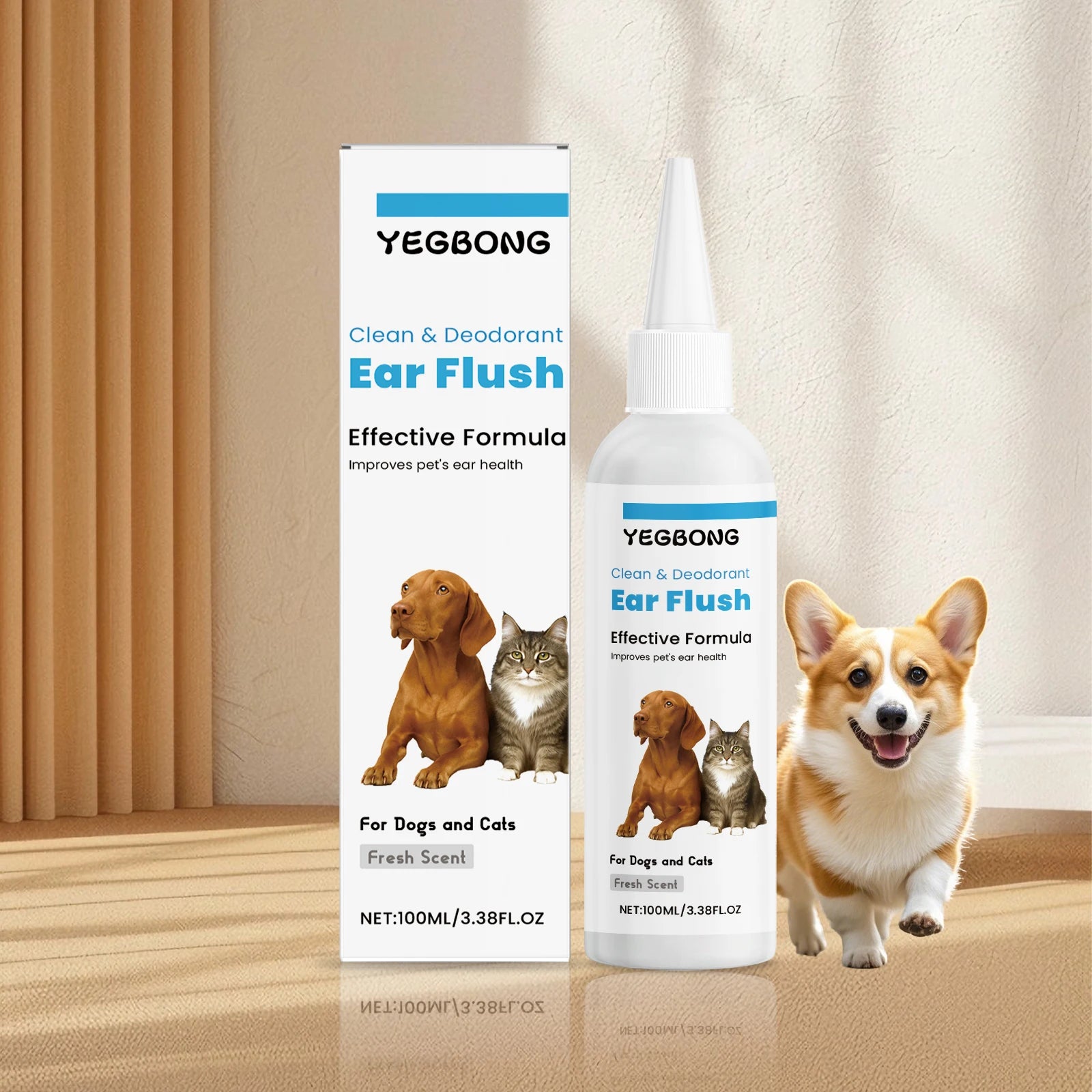 Cat Dog Ear Cleanser Relieve Discomfort Remove Ear Mite Dirt for Odor Control Itch Relief Pet Ear Care Cleaning Products 100ml Deals 4 U Deals 4 U