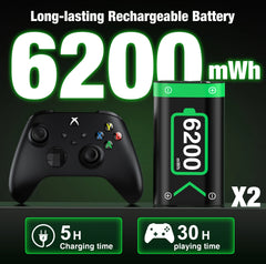 BEBONCOOL X248 2*6200 mWh Rechargable Batteries Pack For XBOX Serise S/X and XBOX ONE S/X/Elite With& Chaging Cable Deals 4 U Deals 4 U
