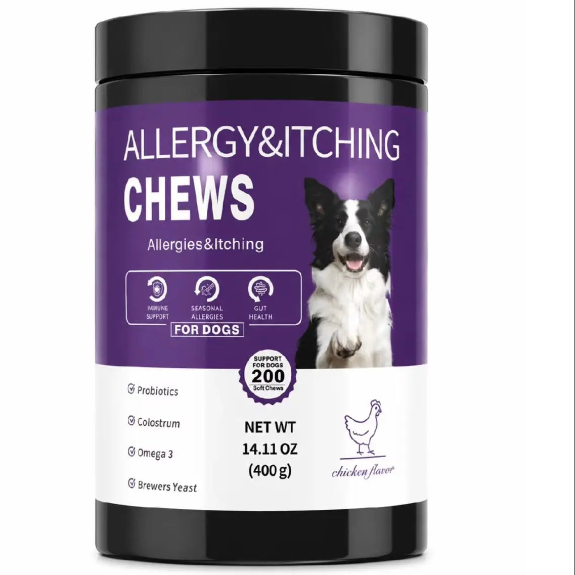 200ct Dog Allergy Chews Supplements Relief Itchy Chew Probiotics Vitamins for Skin Coat Anti Itch Immune for Dogs Paws Treatment Deals 4 U Deals 4 U