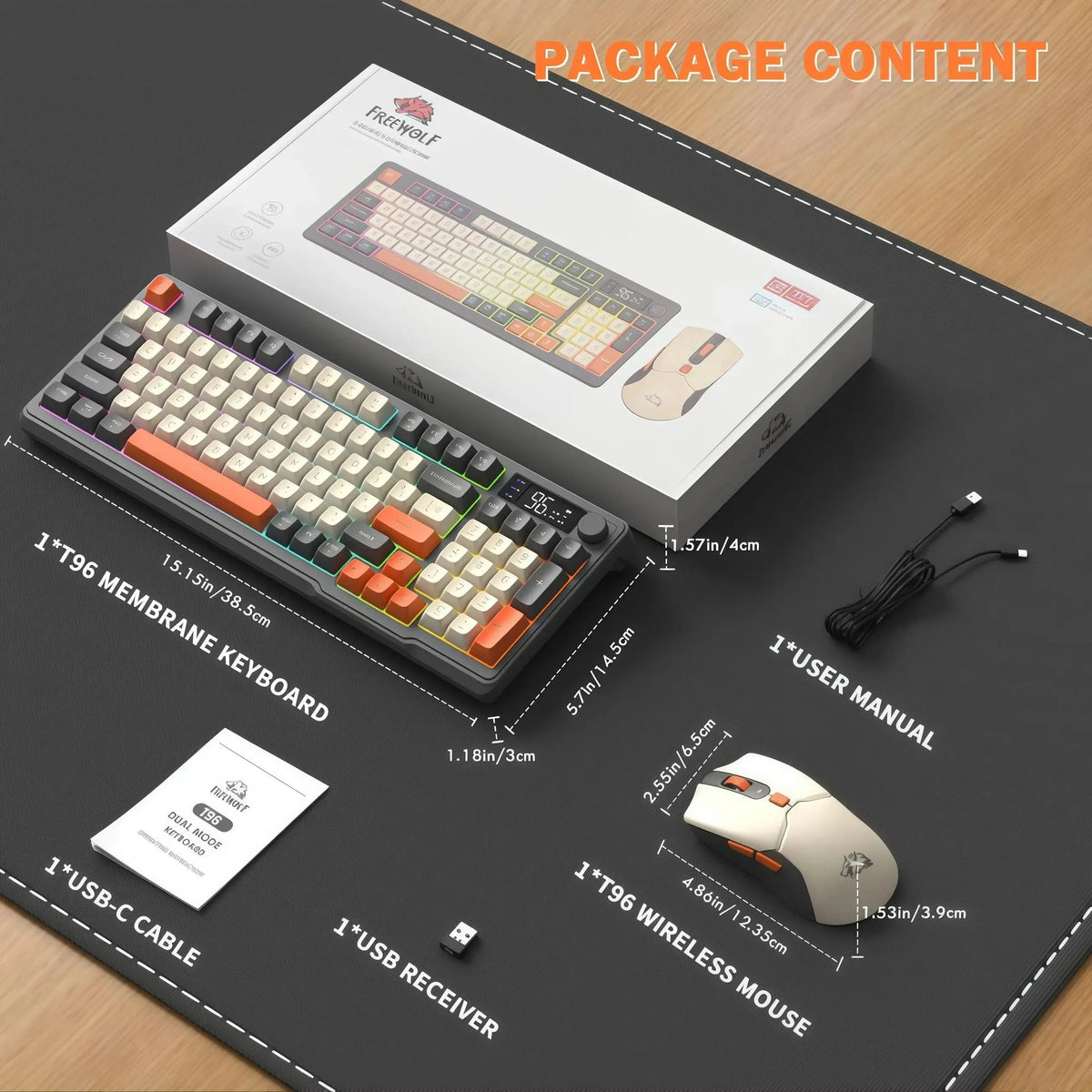 Freewolf T96 Gaming Wireless Keyboard and Mouse Supports dual-mode Bluetooth connectivity Compatible with PC and Mac devices Deals 4 U Gaming Accessories Deals 4 U