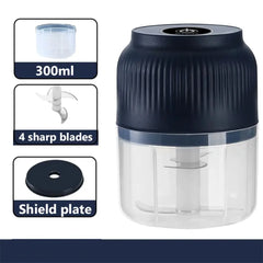 Electric Garlic Chopper,Mini Portable Veggie Cutter,Upgrade Electric Mini Garlic Chopper Set,Vegetable Chopper and Spiralizer with Container and Lid,USB Rechargeable (Blue) Deals 4 U Smart Home gadget Deals 4 U