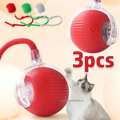 1~3pcs Cat Interactive Ball Toy Automatic Rolling Ball Tail Rechargeable Smart Pet Electric Toy Dog Cat Training Imitate Mouse Deals 4 U Deals 4 U