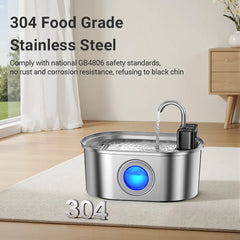 ROJECO 3.2L Stainless Steel Cat Water Fountain Wireless Sensor Smart Automatic Dog Water Dispenser Drinking Fountain 4000mAh Deals 4 U Deals 4 U