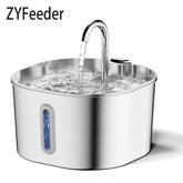 ZYFeeder 2.2L Automatic Cat Water Fountain Square Stainless Steel Pet Water Feeder Dog Water Fountain with window(No 5V 1A Plug) Deals 4 U Automatic Pet Feeder Deals 4 U