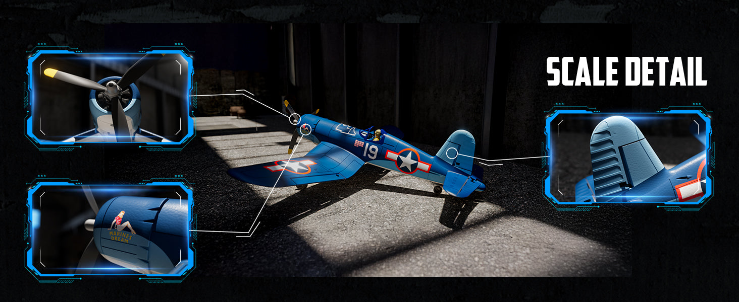 Volantexrc Brushless 500mm F4U Corsair RC Planes for Adults,Upgraded 4-CH RTF RC Plane,One-Key Aerobatic,Ideal for Outdoors Gift Deals 4 U   Deals 4 U