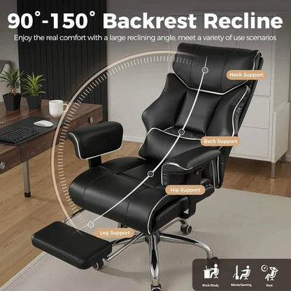 COMHOMA Big and Tall Office Chair 400lbs High Back Leather Executive Chair with Ergonomic Lumbar Support & Pocket Spring Cushion Deals 4 U  Gaming Accessories Deals 4 U