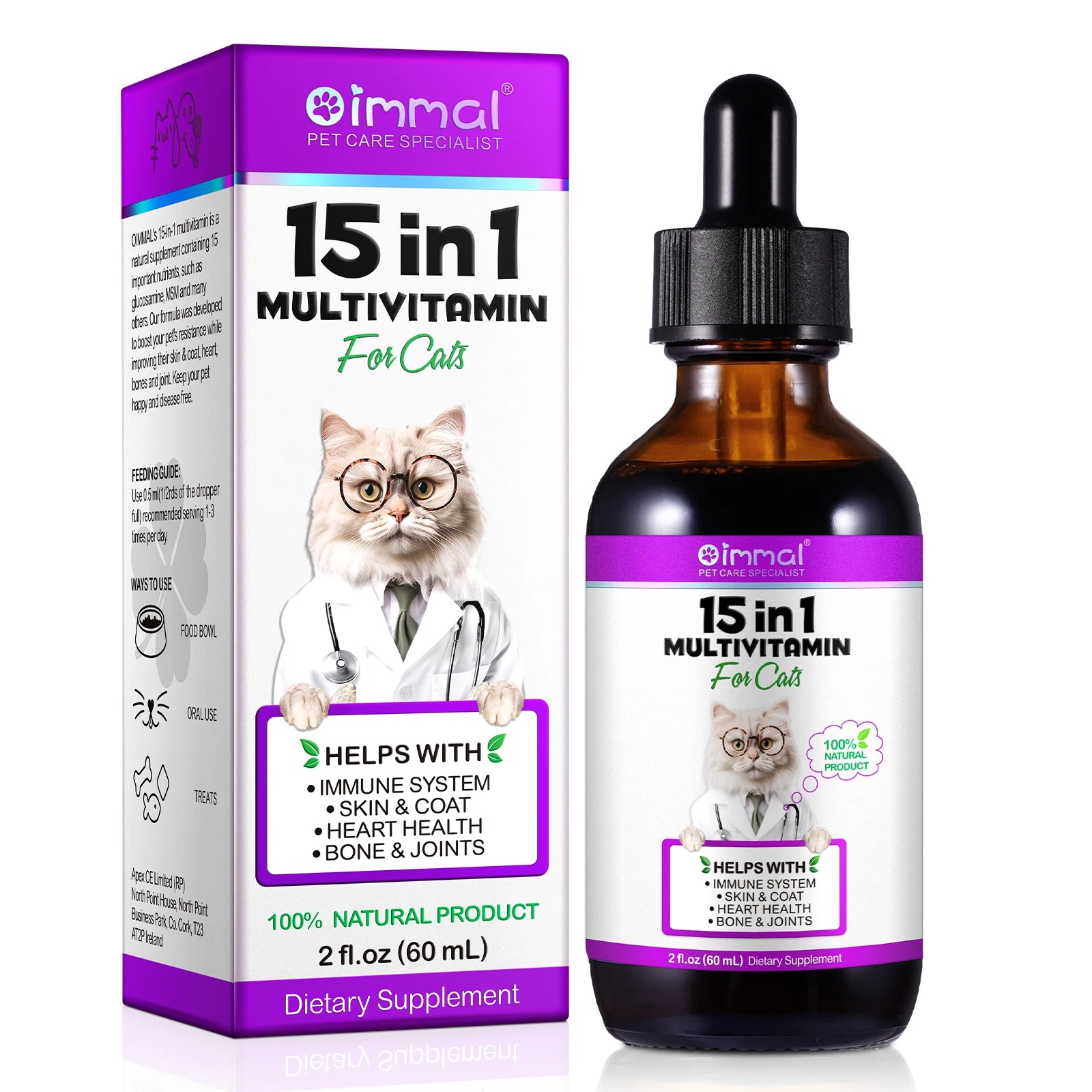 15-in-1 Cat Vitamins and Supplements Liquid Drops contains only herbal ingredients Active Coat Skin Boosting immunity Joints Hip Deals 4 U   Deals 4 U
