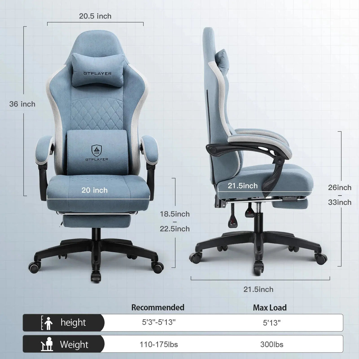 GTPLAYER Gaming Chair with Pocket Spring Cushion, Linkage Armrests & Footrest, Ergonomic Office Chair with Lumbar Support Deals 4 U  Gaming Accessories Deals 4 U