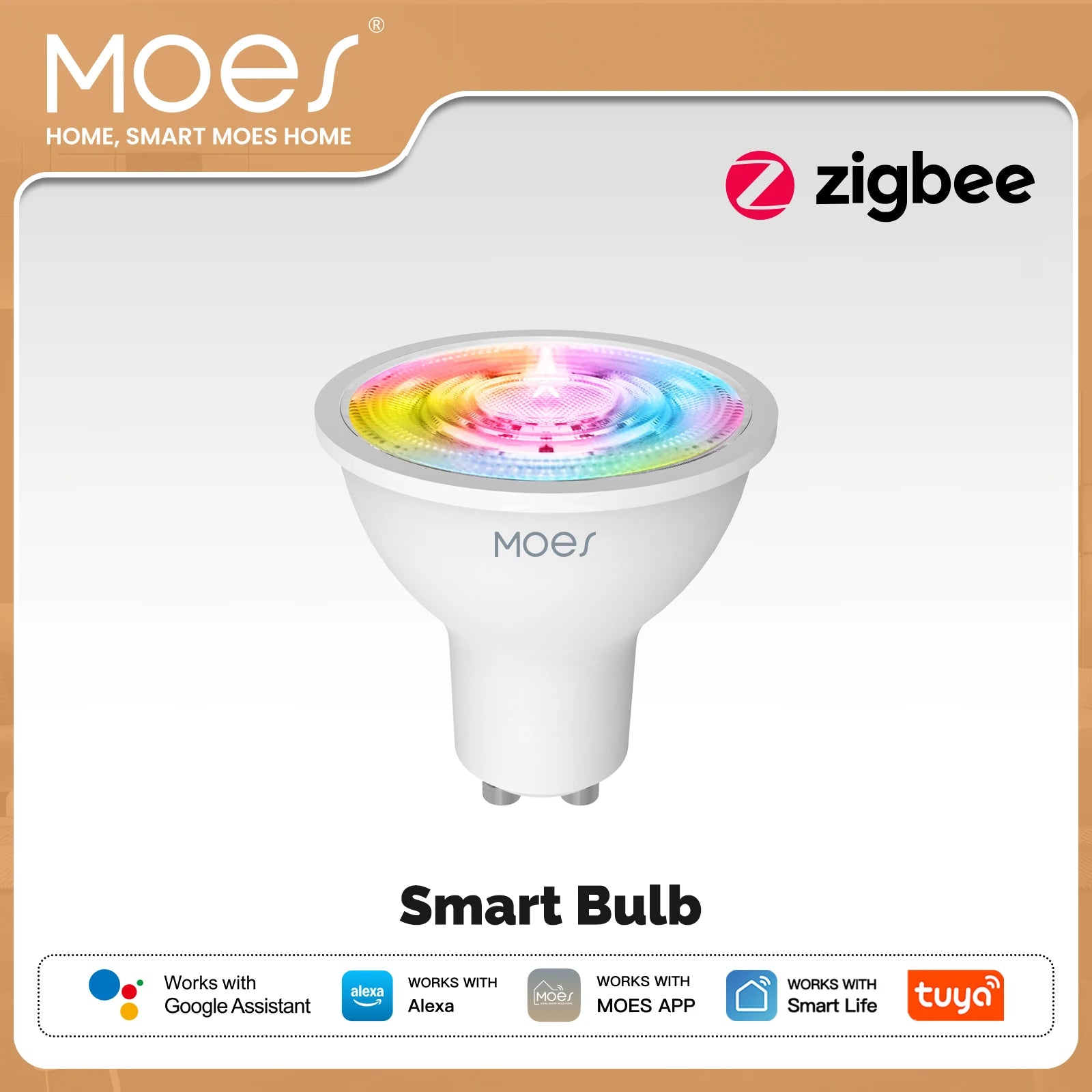 MOES Tuya ZigBee GU10 Smart LED Bulbs RGB C+W White Dimmable Lamps Smart Life APP Control Light Bulbs Voice Alexa/Google Deals 4 U   Deals 4 U