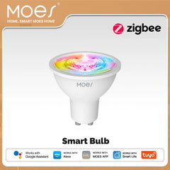 MOES Tuya ZigBee GU10 Smart LED Bulbs RGB C+W White Dimmable Lamps Smart Life APP Control Light Bulbs Voice Alexa/Google Deals 4 U   Deals 4 U