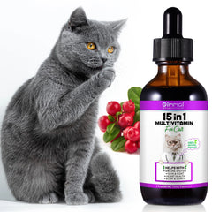 15-in-1 Cat Vitamins and Supplements Liquid Drops contains only herbal ingredients Active Coat Skin Boosting immunity Joints Hip Deals 4 U   Deals 4 U