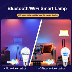 Tuya E27 Led Lamp App Control Bluetooth /WiFi Led Light Bulbs 15W RGB CW WW Smart Bulb Works With Amazon Alexa Google Assistant Deals 4 U   Deals 4 U