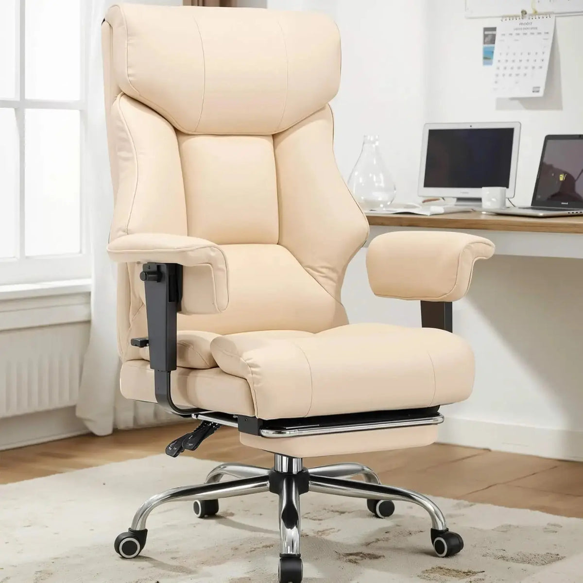 COMHOMA Big and Tall Office Chair 400lbs High Back Leather Executive Chair with Ergonomic Lumbar Support & Pocket Spring Cushion Deals 4 U  Gaming Accessories Deals 4 U