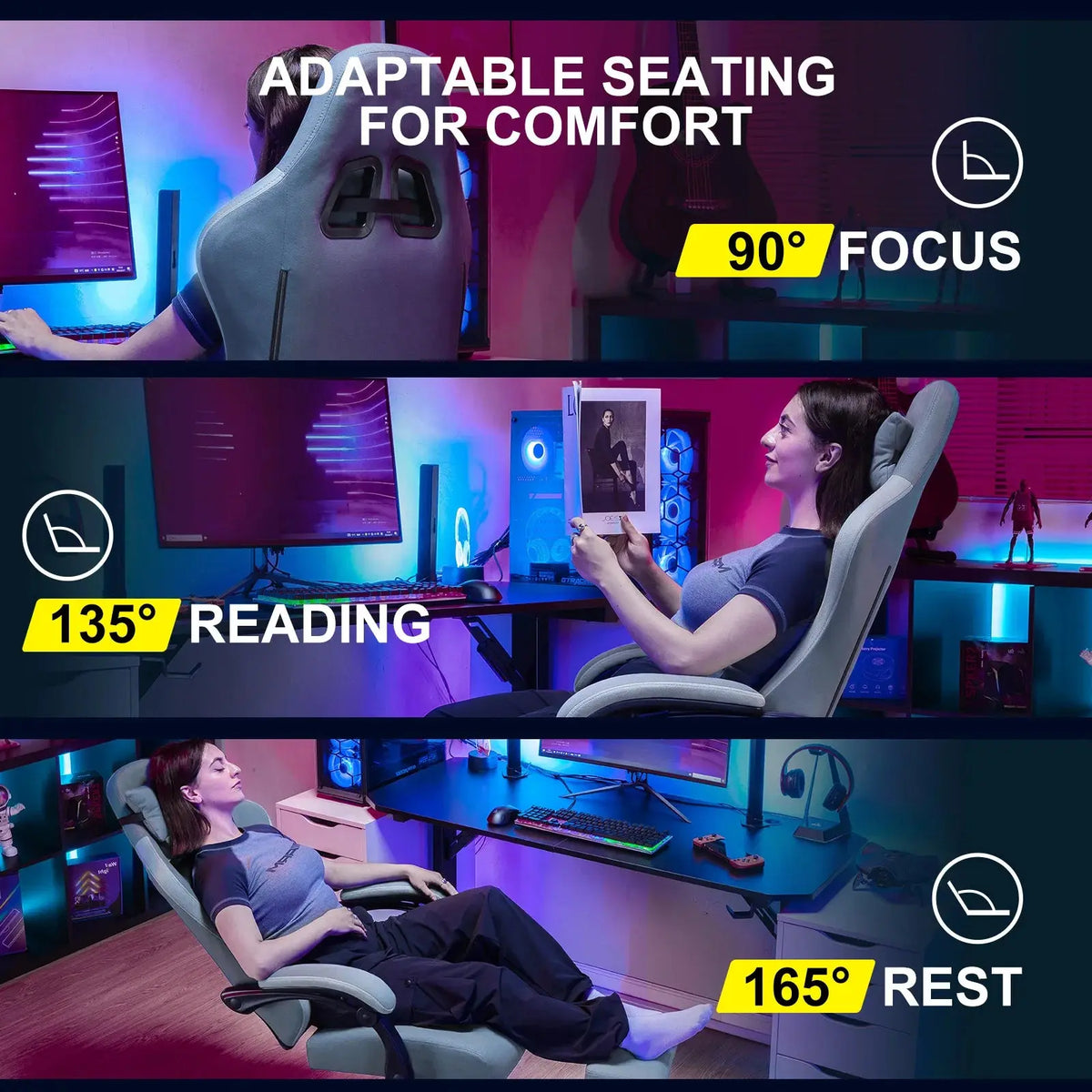 GTPLAYER Gaming Chair with Pocket Spring Cushion, Linkage Armrests & Footrest, Ergonomic Office Chair with Lumbar Support Deals 4 U  Gaming Accessories Deals 4 U