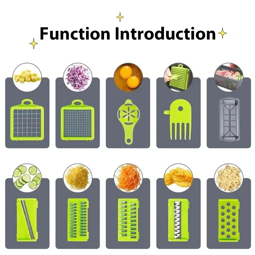 16-in-1 Vegetable Chopper Set, All-in-One Food Cutter with Slicer, Dicer, Grater, Egg Separator & Peeler for Kitchen Prep Deals 4 U   Deals 4 U