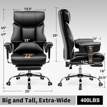 COMHOMA Big and Tall Office Chair 400lbs High Back Leather Executive Chair with Ergonomic Lumbar Support & Pocket Spring Cushion Deals 4 U  Gaming Accessories Deals 4 U