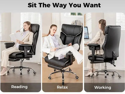 COMHOMA Big and Tall Office Chair 400lbs High Back Leather Executive Chair with Ergonomic Lumbar Support & Pocket Spring Cushion Deals 4 U  Gaming Accessories Deals 4 U