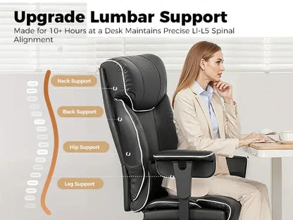 COMHOMA Big and Tall Office Chair 400lbs High Back Leather Executive Chair with Ergonomic Lumbar Support & Pocket Spring Cushion Deals 4 U  Gaming Accessories Deals 4 U