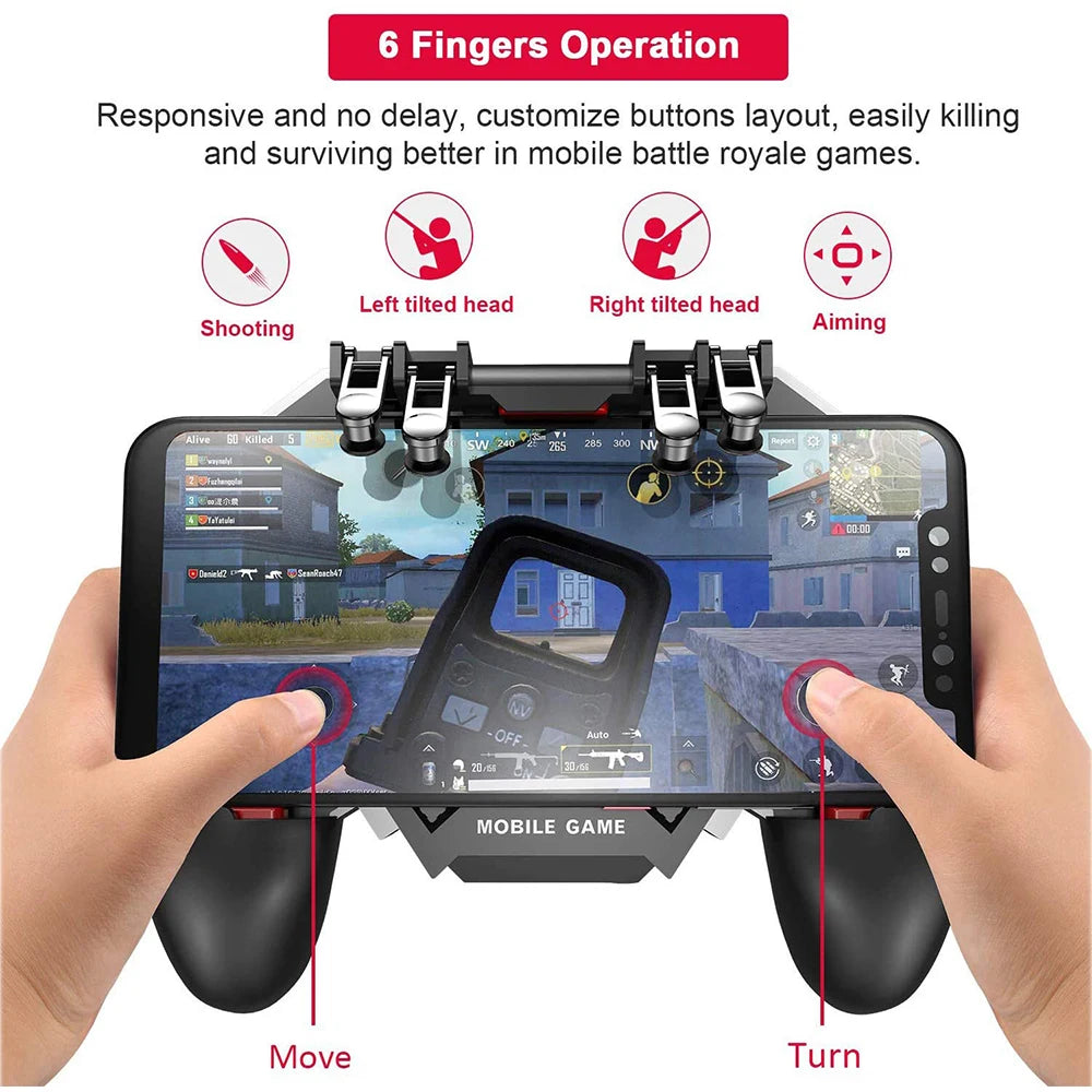 PUBG Controller AK77 Six Finger Gamepad For iPhone Android PUBG Mobile Controller L1 R1 Shooter Triggers Fire Joystick Game pad Deals 4 U   Deals 4 U