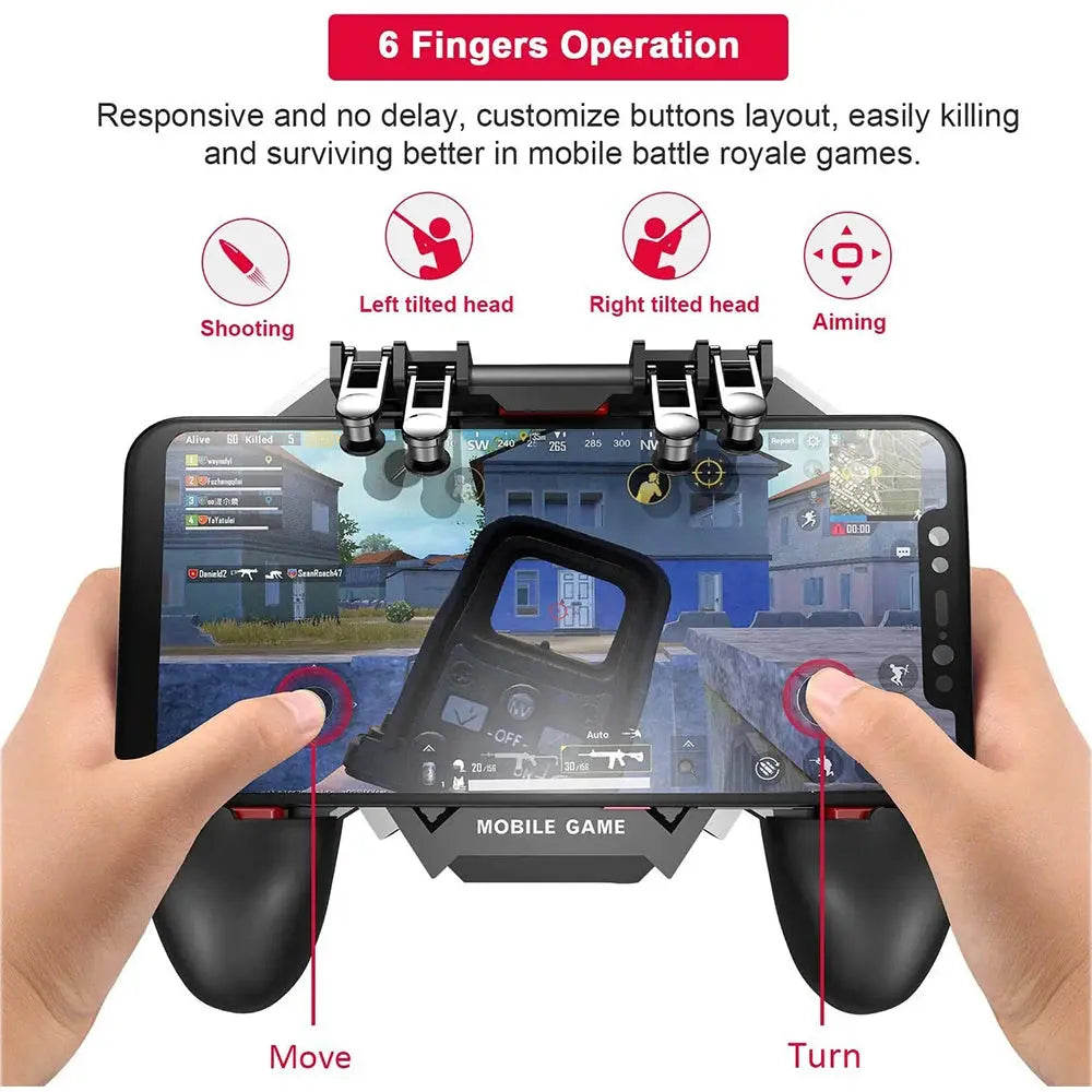 PUBG Controller AK77 Six Finger Gamepad For iPhone Android PUBG Mobile Controller L1 R1 Shooter Triggers Fire Joystick Game pad Deals 4 U  Mobile Gaming Deals 4 U