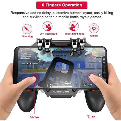 PUBG Controller AK77 Six Finger Gamepad For iPhone Android PUBG Mobile Controller L1 R1 Shooter Triggers Fire Joystick Game pad Deals 4 U  Mobile Gaming Deals 4 U