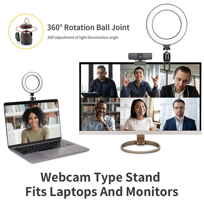 16CM Ring Light LED Lamp Lighting With Clip On Laptop Computer For Video Conference Zoom Webcam Chat Live Streaming Youtube Deals 4 U  Streaming Equipment Deals 4 U